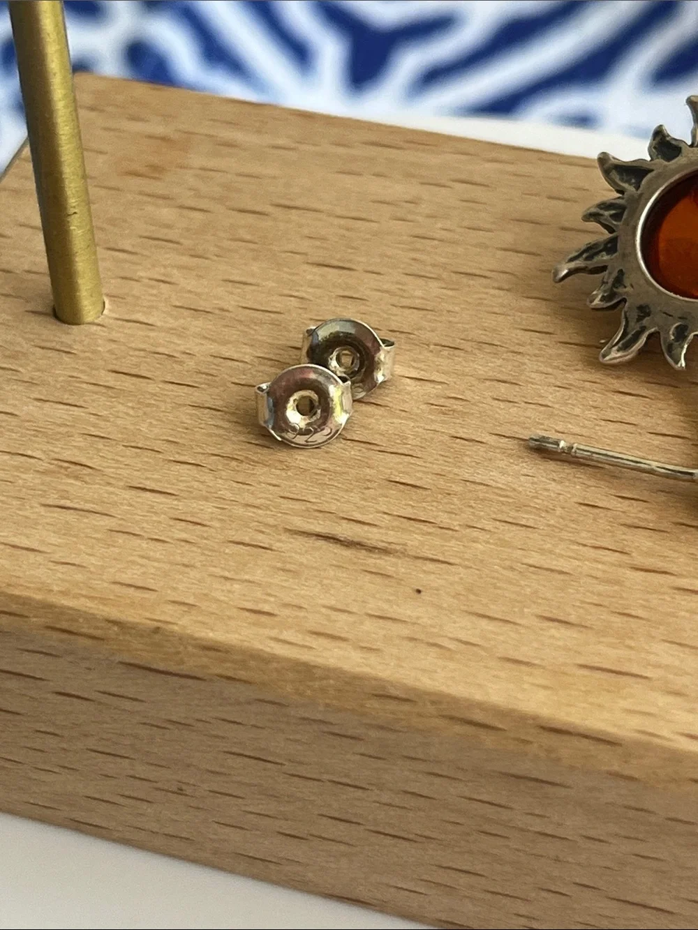 Sterling Silver Amber Sunburst Dangle Earrings - Picture 11 of 13
